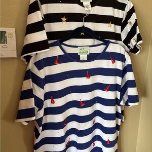 Set of 2 Quacker Factory t-shirts , nautical designs 1X